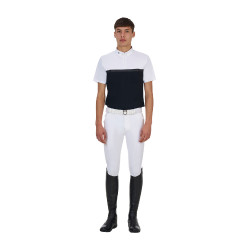 Polo de concours homme Equestro Ridertechnology manches courtes avec zip