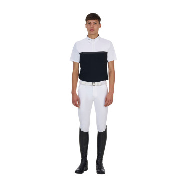 Polo de concours homme Equestro Ridertechnology manches courtes avec zip