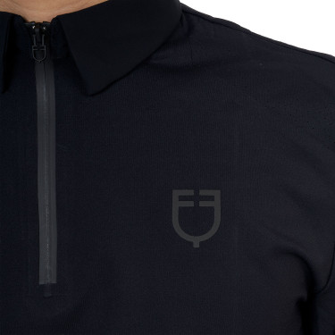 Polo d’entraînement homme Equestro Ridertechnology manches longues avec zip