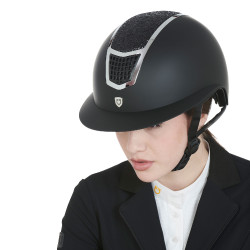 Casque à paillettes Equestro à large visière homologation EN 1384-2023