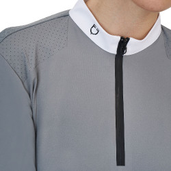 Polo de concours femme Equestro Ridertechnology à manches longues avec zip