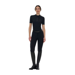 Polo d’entraînement femme Equestro Ridertechnology manches courtes avec zip