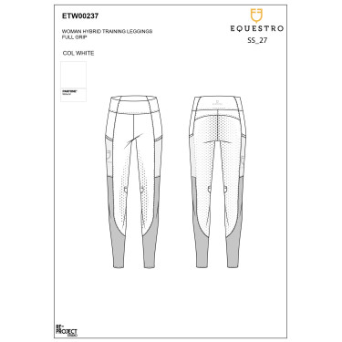 Legging Equestro femme full grip avec inserts perforés Blanc Legging Equestro femme full grip avec inserts perforés Blanc