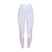 Legging Equestro femme full grip avec inserts perforés Blanc