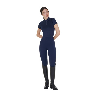 Legging Equestro femme full grip avec inserts perforés Marine blazer Bleu marine