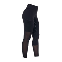 Legging Equestro femme full grip avec inserts perforés Noir Legging Equestro femme full grip avec inserts perforés Noir