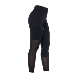 Legging Equestro femme full grip avec inserts perforés Noir