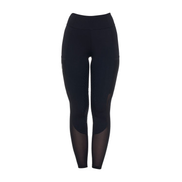 Legging Equestro femme full grip avec inserts perforés Noir