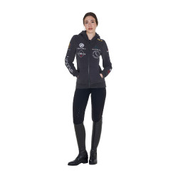 Legging Equestro femme full grip avec inserts perforés Noir