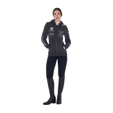 Legging Equestro femme full grip avec inserts perforés Noir