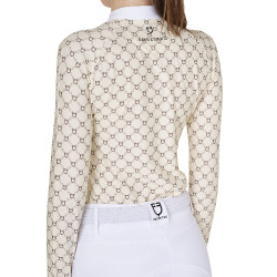 Polo de concours Equestro femme à manches longues avec imprimé monogramme