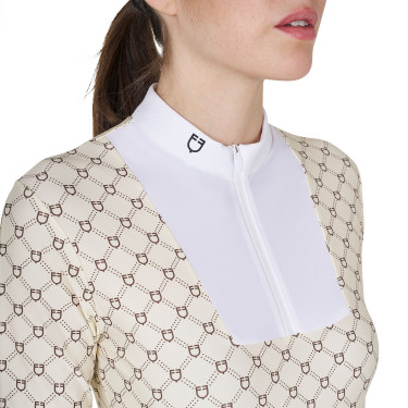 Polo de concours Equestro femme à manches longues avec imprimé monogramme Polo de concours Equestro femme à manches longues avec imprimé monogramme