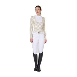 Polo de concours Equestro femme à manches longues avec imprimé monogramme