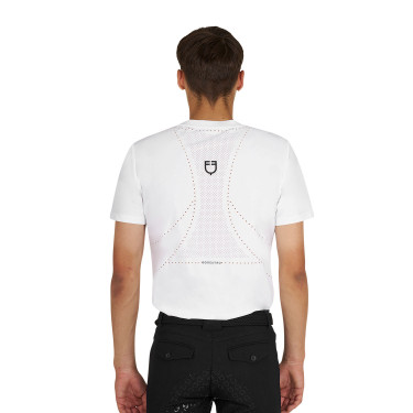 T-shirt d’entraînement Equestro homme en tissu technique micro-perforé Blanc T-shirt d’entraînement Equestro homme en tissu technique micro-perforé Blanc