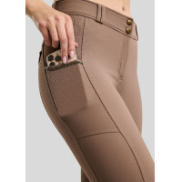 Pantalon d’équitation MOVeronica Golden Quartz Crystaltape avec poches pour téléphone Nougat Brown F/G Montar