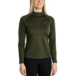 Polo manches longues d’hiver MoErica avec quart de zip Dusty Rose Montar Olive Vert