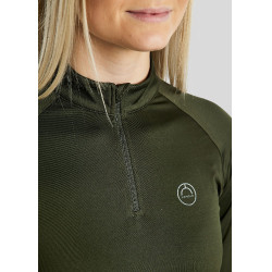 Polo manches longues d’hiver MoErica avec quart de zip Dusty Rose Montar Olive Vert