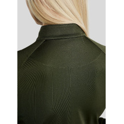 Polo manches longues d’hiver MoErica avec quart de zip Dusty Rose Montar Olive Vert