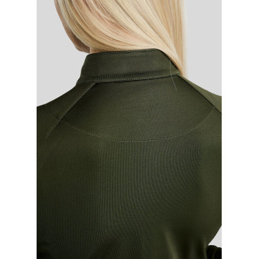 Polo manches longues d’hiver MoErica avec quart de zip Dusty Rose Montar Olive Vert