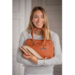 Sac à main élégant en cuir Pénélope Maëlys PM Cognac