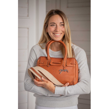 Sac à main élégant en cuir Pénélope Maëlys PM Cognac