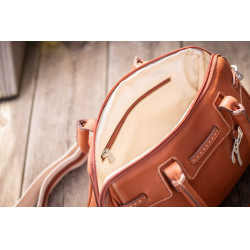 Sac à main élégant en cuir Pénélope Maëlys PM Cognac