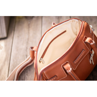 Sac à main élégant en cuir Pénélope Maëlys PM Cognac