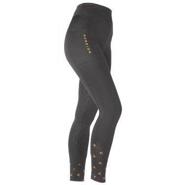 Legging d'équitation hiver Porter fille Shires Aubrion Noir de jais