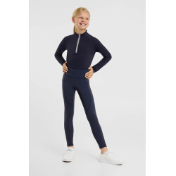 Legging thermique enfant à fond intégral Horze Greta JR Marine seaborne Blanc
