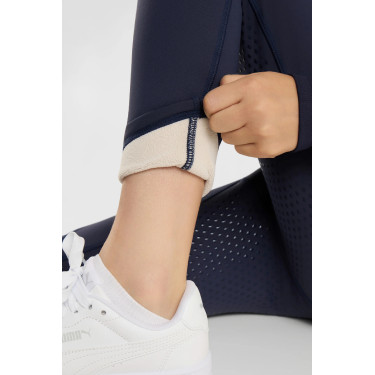 Legging thermique enfant à fond intégral Horze Greta JR Marine seaborne Blanc