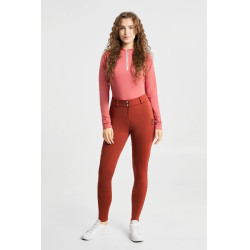 Pantalon d’équitation Horze Chara femme full grip Pomme épicée Blanc