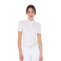 Polo de concours femme coupe slim en tissu perforé avec zip Equestro