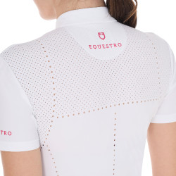 Polo de concours femme coupe slim en tissu perforé avec zip Equestro