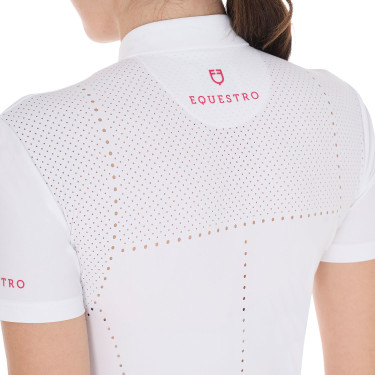 Polo de concours femme coupe slim en tissu perforé avec zip Equestro