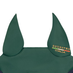 Bonnet en tissu technique Equestro X Fise 100 Vert sauge profond / forêt bleue