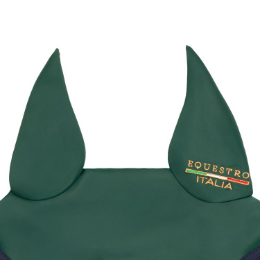 Bonnet en tissu technique Equestro X Fise 100 Vert sauge profond / forêt bleue