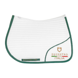 Tapis de saut avec logo brodé Equestro X Fise 100 Blanc / vert sauge profond