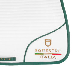 Tapis de saut avec logo brodé Equestro X Fise 100 Blanc / vert sauge profond