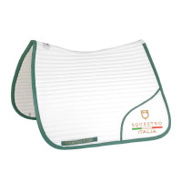 Tapis de dressage avec logo brodé Equestro X Fise 100 Blanc / vert sauge profond