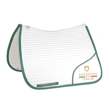 Tapis de dressage avec logo brodé Equestro X Fise 100 Blanc / vert sauge profond