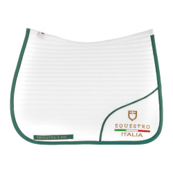 Tapis de dressage avec logo brodé Equestro X Fise 100 Blanc / vert sauge profond