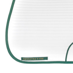 Tapis de dressage avec logo brodé Equestro X Fise 100 Blanc / vert sauge profond