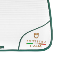 Tapis de dressage avec logo brodé Equestro X Fise 100 Blanc / vert sauge profond