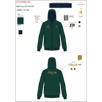 Sweat à capuche homme Equestro X Fise 100 Vert sauge profond / forêt bleue