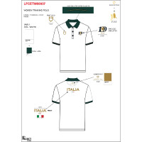 Polo femme d’entraînement trois boutons Equestro X Fise 100 Blanc / vert sauge profond