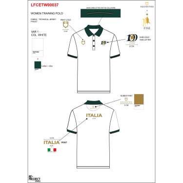 Polo femme d’entraînement trois boutons Equestro X Fise 100