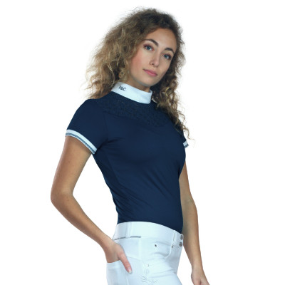 Polo Cassia Femme Manches Courtes Flags & Cup Bleu marine