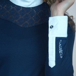 Polo Cassia Femme manches longues Flags & Cup Bleu marine