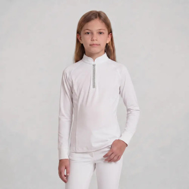 Polo de concours Kentucky fille classique manches longues glitter Blanc Polo de concours Kentucky fille classique manches longues glitter Blanc