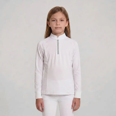 Polo de concours Kentucky fille classique manches longues glitter Blanc Polo de concours Kentucky fille classique manches longues glitter Blanc